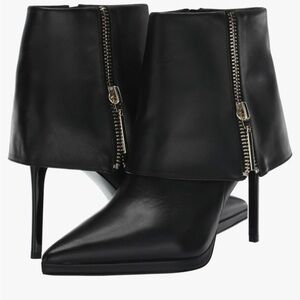 Steve Madden Renee black‎ leather cuffed pointy toe stiletto Ankle Boots size 11
